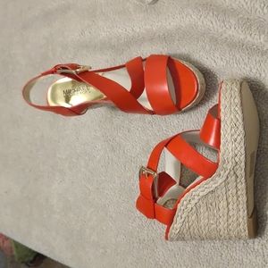 Michael Kors coral/red Giovanna 4.5 inch wedges